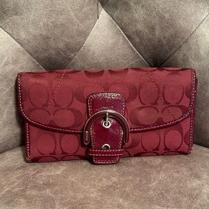 Coach Burgundy Signature Clutch Wallet